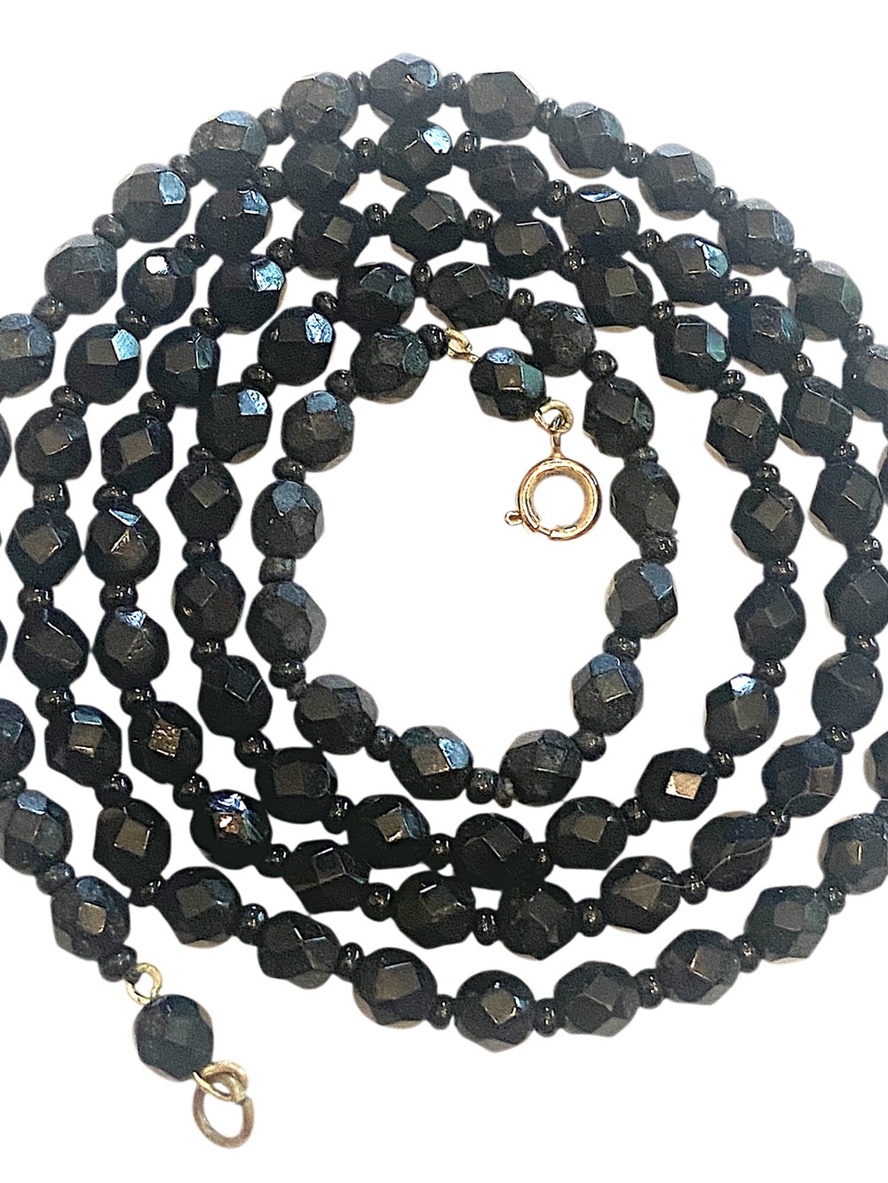 Vintage Faceted Black Glass Beaded Necklace
